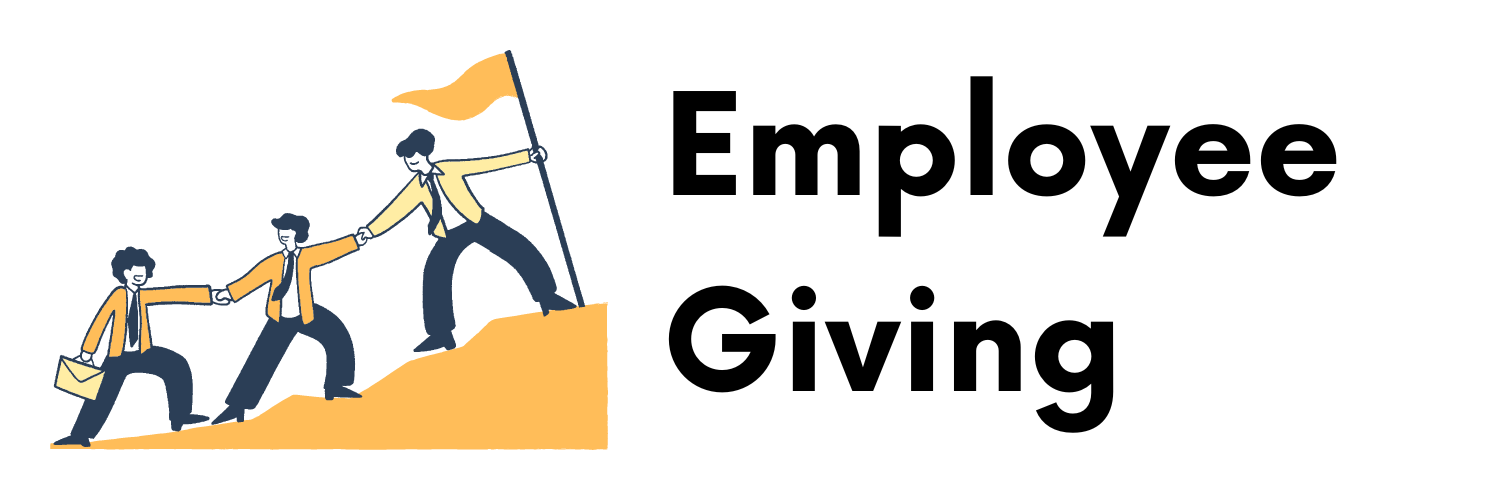 People helping each other climb a hill with text that says "employee giving" People helping each other climb a hill with text that says "employee giving"